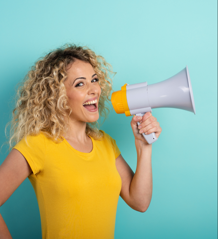 Promotion lady with megaphone